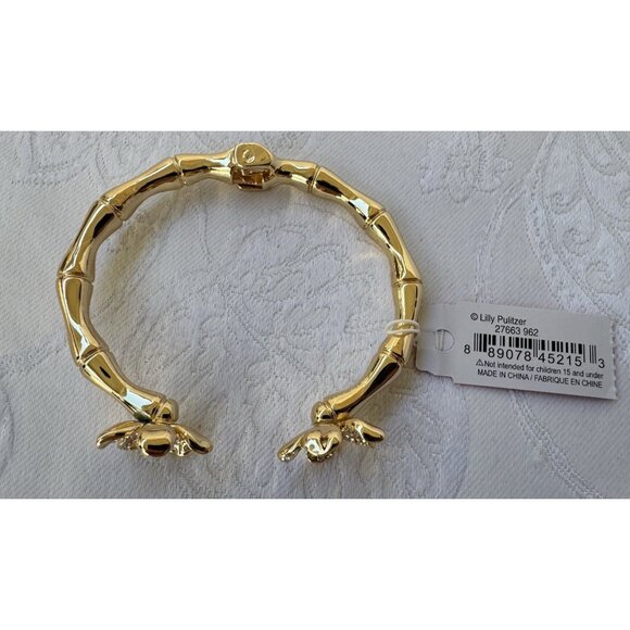 Lilly Pulitzer Flower Cuff Bracelet Gold-tone Rhinestone Hinged Bracelet NWT - Picture 4 of 16